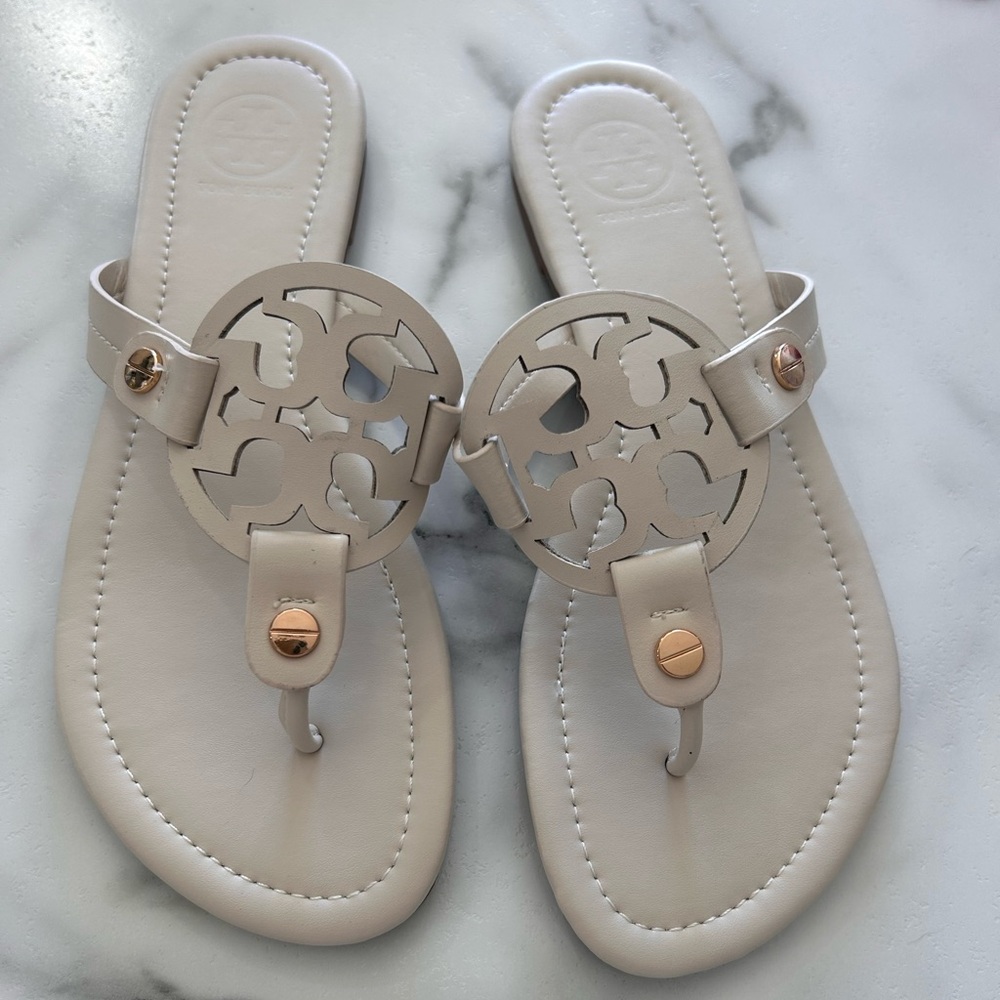 Tory Burch Cream and Gold Elegant Sandals